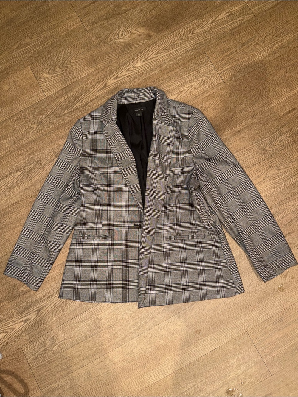 Halogen Gray Plaid Blazer with Blue Windowpane